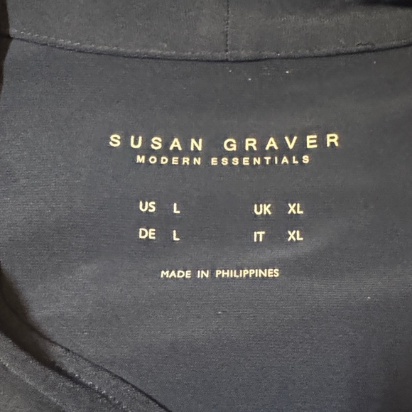 Susan Garver Navy Long Sleeve V-Neck Top Size Large - Picture 8 of 9